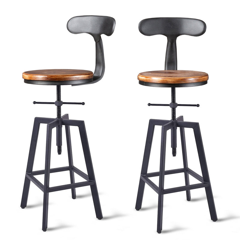 17 Stories Eabha Swivel Solid Wood Adjustable Height Stool & Reviews Wayfair